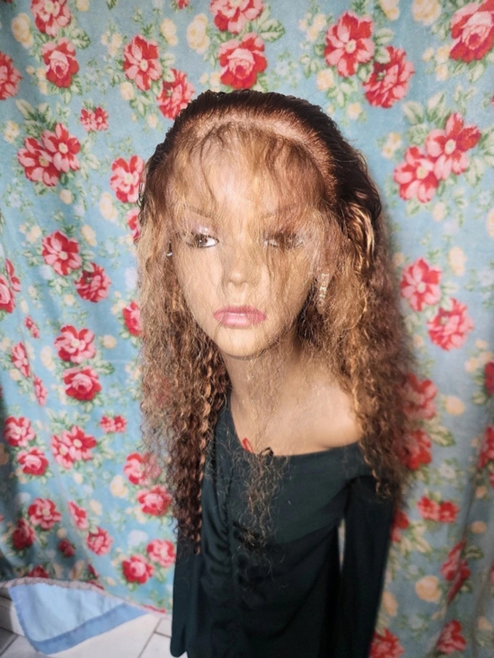 Custom Long Curly Brown Wig Like New